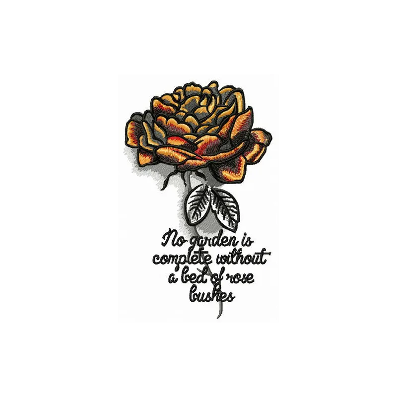 Preview of the 'No Garden is Complete Without Roses' embroidery design featuring intricate floral motifs.