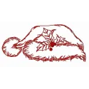 Preview of a simple Santa hat embroidery design for holiday stitching projects like t-shirts and tote bags.