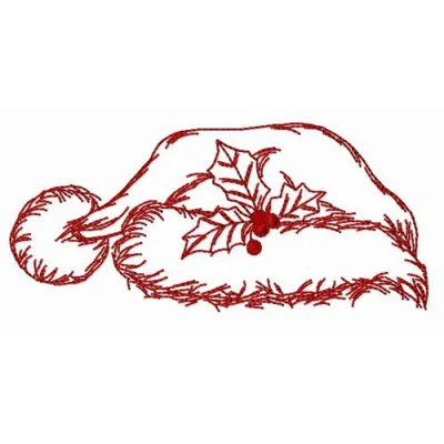 Preview of a simple Santa hat embroidery design for holiday stitching projects like t-shirts and tote bags.