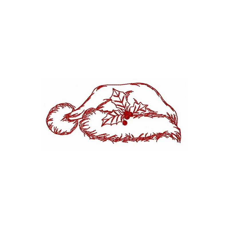Preview of a simple Santa hat embroidery design for holiday stitching projects like t-shirts and tote bags.
