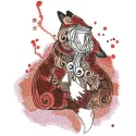 Fox family embroidery design showcasing a whimsical fox motif, ideal for stitching on t-shirts, pillows, or tote bags.
