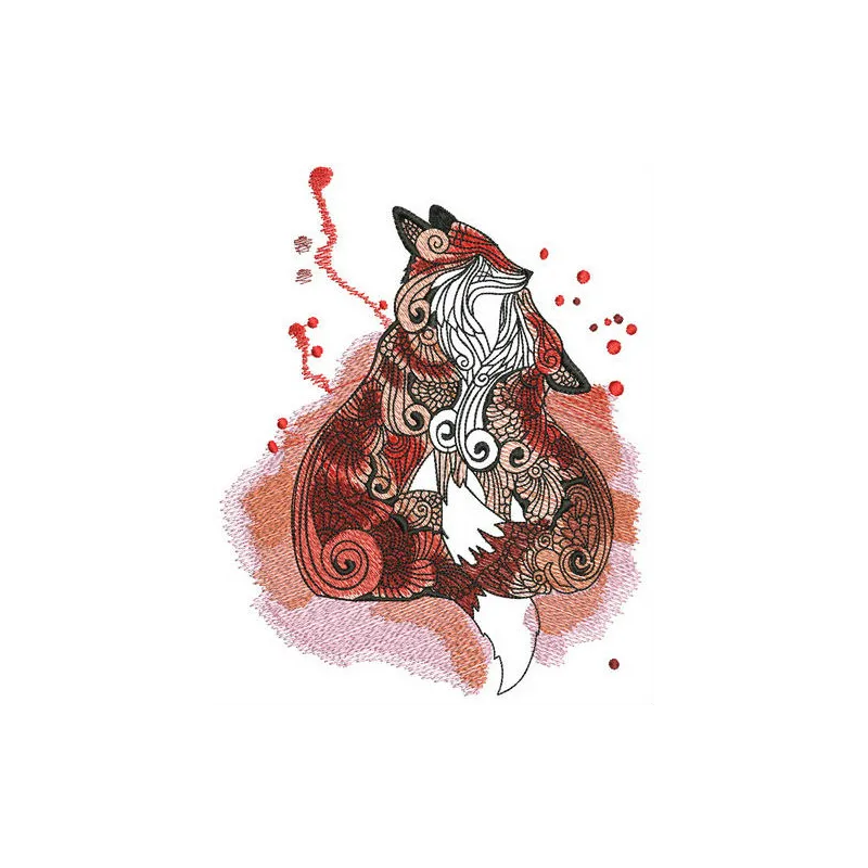 Fox family embroidery design showcasing a whimsical fox motif, ideal for stitching on t-shirts, pillows, or tote bags.
