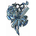 Preview of a female hairdresser embroidery design showcasing hair styling tools and creative motifs for hobbyists.