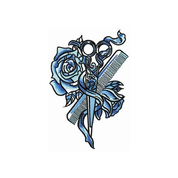 Female hairdresser embroidery design - Embroidery Design