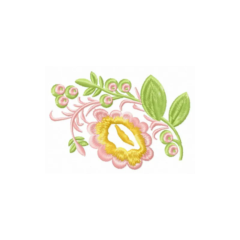 Spring motif embroidery design featuring vibrant flowers, ideal for embellishing t-shirts and tote bags.