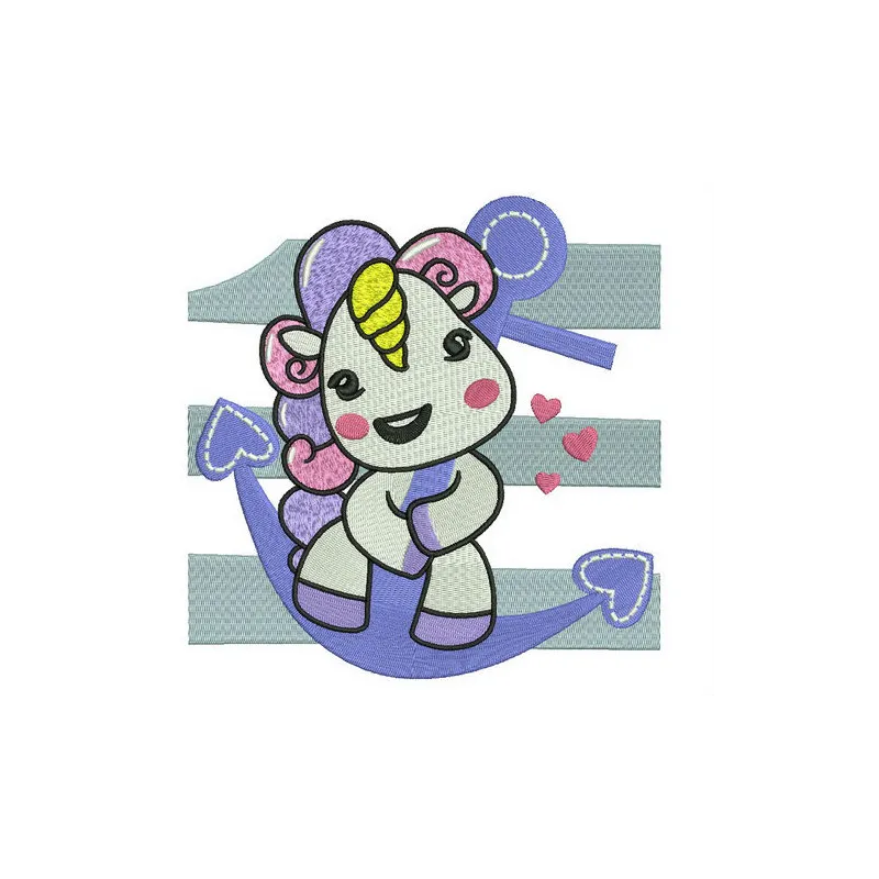 Marine unicorn embroidery design showcasing a whimsical unicorn motif, perfect for stitching on t-shirts or tote bags.