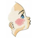 Embroidery design featuring a girl's profile silhouette, ideal for stitching on t-shirts or tote bags.