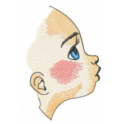 Embroidery design featuring a girl's profile silhouette, ideal for stitching on t-shirts or tote bags.