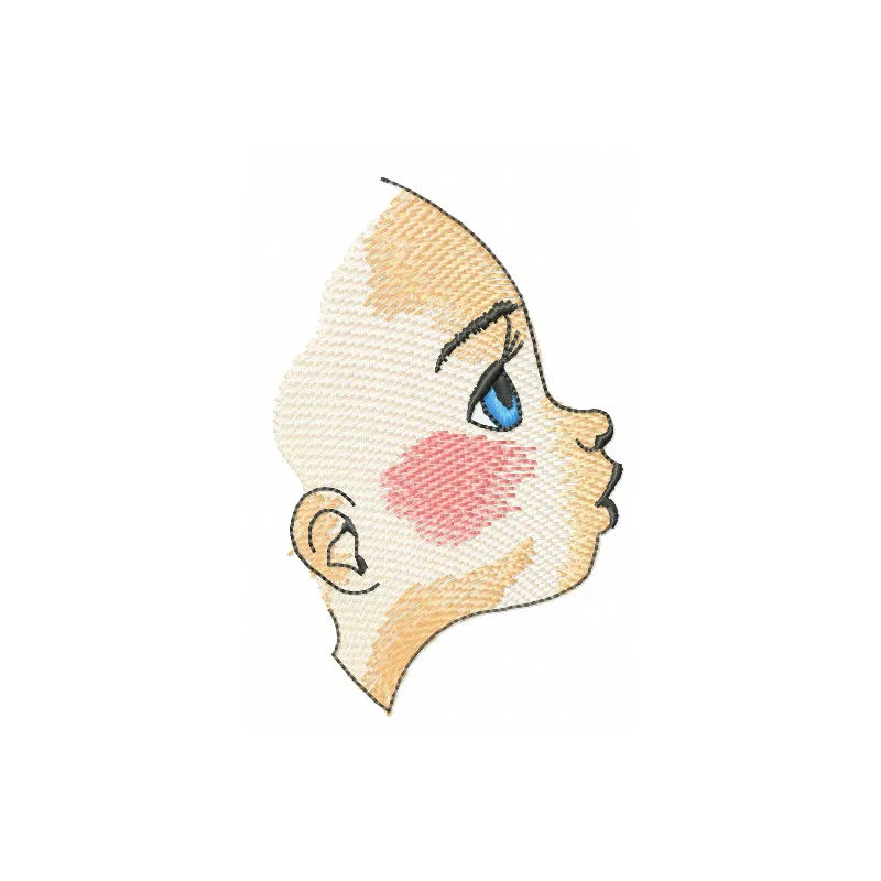 Embroidery design featuring a girl's profile silhouette, ideal for stitching on t-shirts or tote bags.