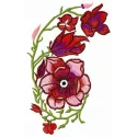 Red and purple swirl flowers embroidery design showcasing intricate floral motifs for creative stitching projects.