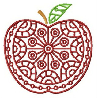 Apple with circle ornament embroidery design - Embroidery Design