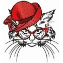 Signora Kitty embroidery design showcasing a charming cat motif, ideal for stitching on t-shirts and tote bags.