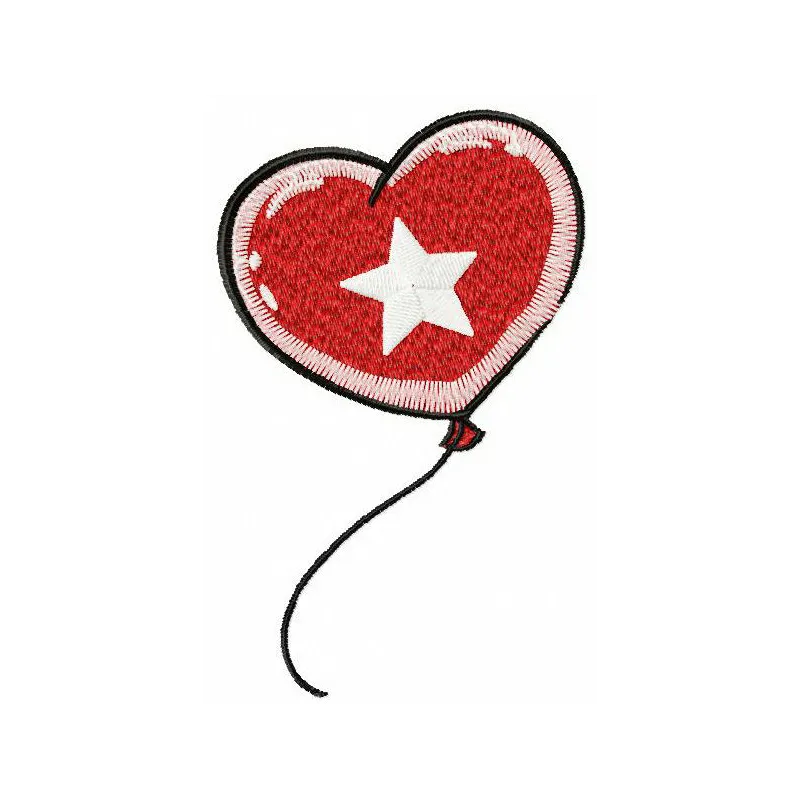 Heart-shaped balloon embroidery design showcasing intricate stitching patterns for FSL and decorative projects.
