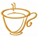 Cup of tea embroidery design showcasing a cozy kitchen theme, ideal for stitching on towels or aprons.