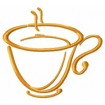 Cup of tea embroidery design showcasing a cozy kitchen theme, ideal for stitching on towels or aprons.