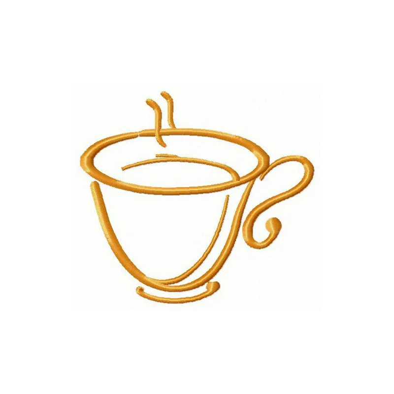 Cup of tea embroidery design showcasing a cozy kitchen theme, ideal for stitching on towels or aprons.
