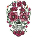 Disguised skull embroidery design showcasing intricate details, ideal for stitching on tote bags and hoodies.