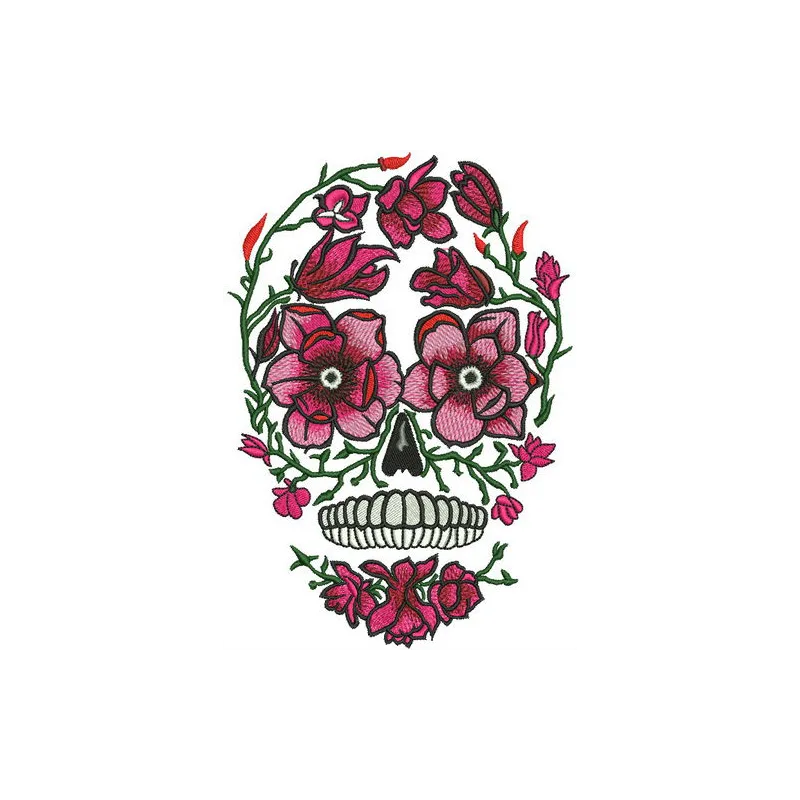 Disguised skull embroidery design showcasing intricate details, ideal for stitching on tote bags and hoodies.