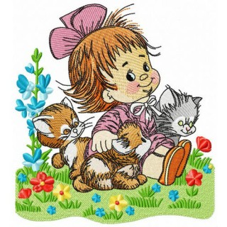 Playing on the meadow embroidery design - Embroidery Design