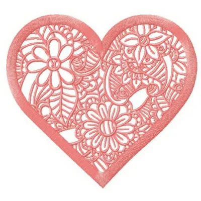 Floral lace doily embroidery design featuring intricate patterns, ideal for Valentine's Day projects.