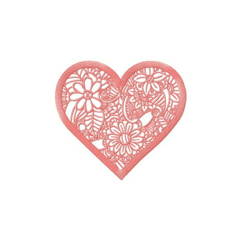 Floral lace doily embroidery design featuring intricate patterns, ideal for Valentine's Day projects.