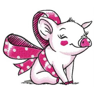 Piggy present embroidery design - Embroidery Design