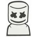 Marshmello DJ embroidery design featuring vibrant details, inspired by Fortnite, perfect for stitching on hoodies and caps.