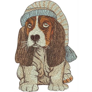Cocker Spaniel in nightcap embroidery design - Embroidery Design