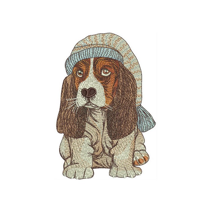 Cocker Spaniel in nightcap embroidery design - Embroidery Design
