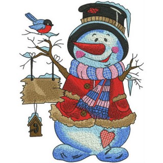 Amiable snowman embroidery design - Embroidery Design