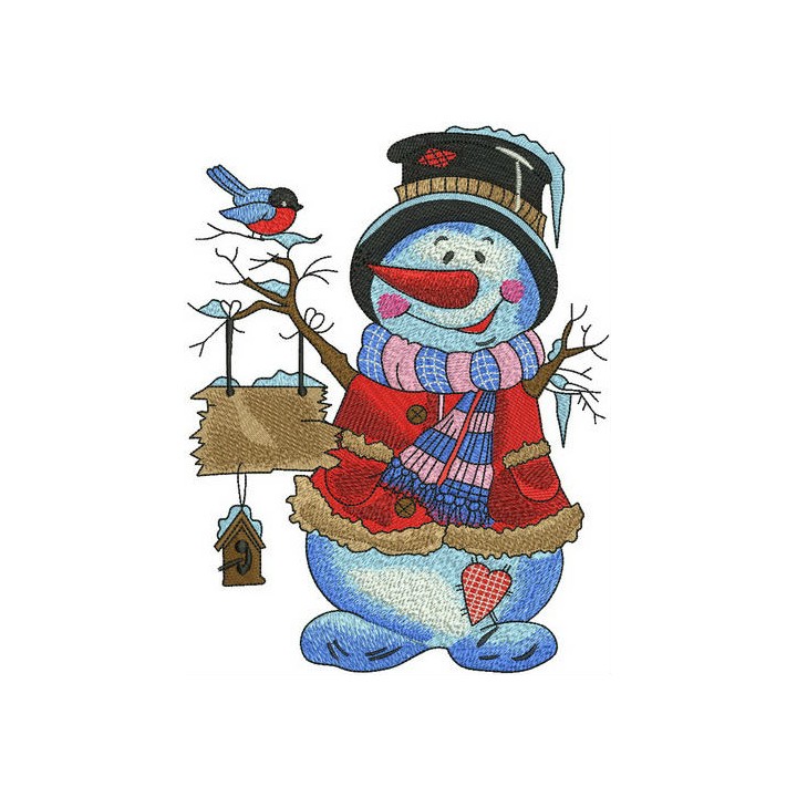 Amiable snowman embroidery design - Embroidery Design