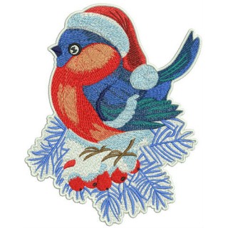 Birdie on snowy rowan embroidery design - Embroidery Design