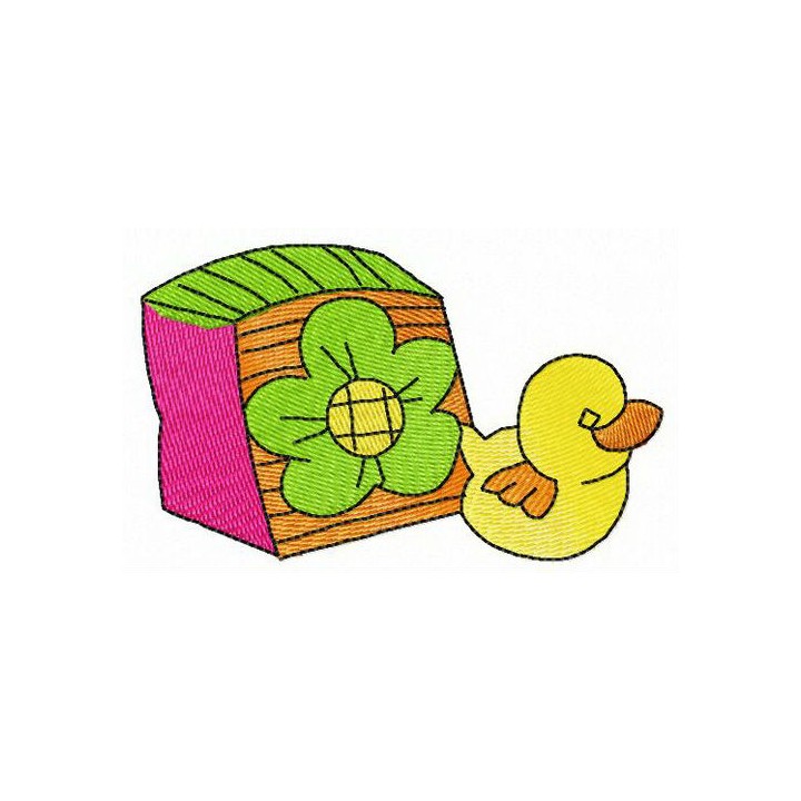 Rubber ducky and cube embroidery design - Embroidery Design