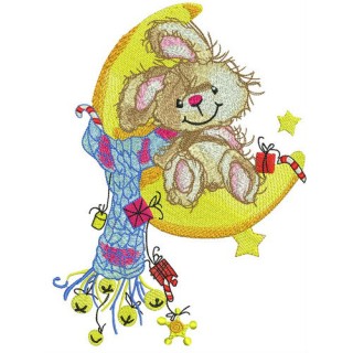 Xmas on the Moon embroidery design - Embroidery Design