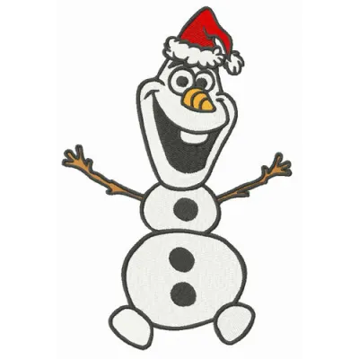 Merry Christmas dear Olaf embroidery design featuring a cheerful snowman from Frozen, perfect for festive projects.