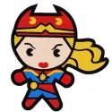 Chibi Captain Marvel embroidery design showcasing a playful superhero motif for creative stitching projects.
