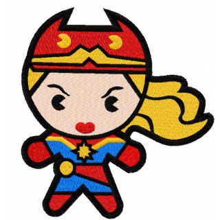 Chibi Captain Marvel embroidery design - Embroidery Design