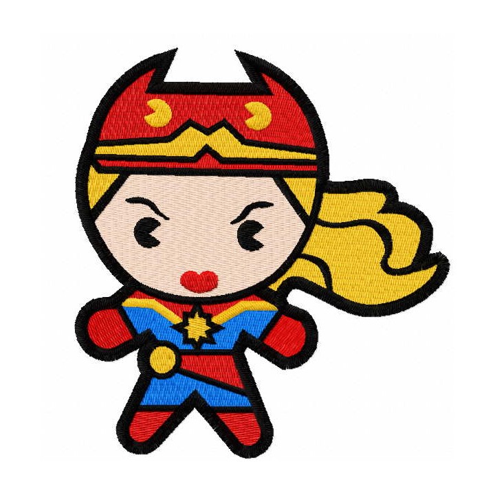 Chibi Captain Marvel embroidery design - Embroidery Design
