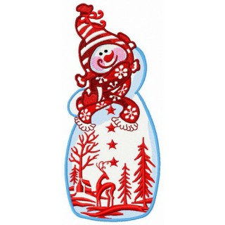 Fancy snowman embroidery design - Embroidery Design