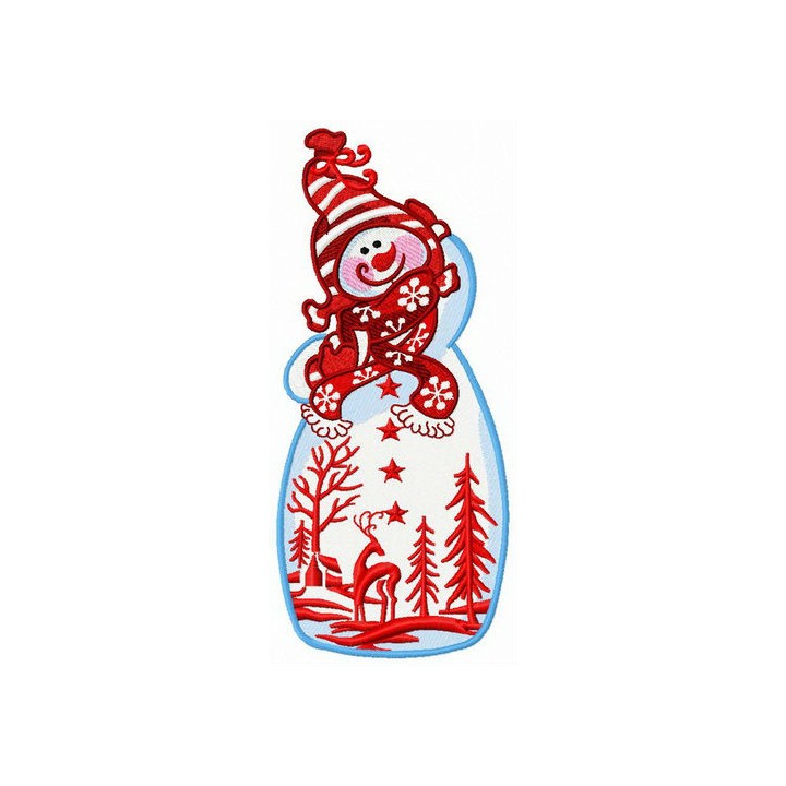 Fancy snowman embroidery design - Embroidery Design