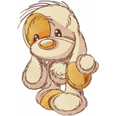Adorable baby dog embroidery design showcasing a playful pup, perfect for stitching on baby onesies or towels.