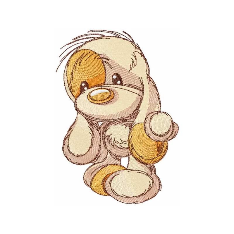 Adorable baby dog embroidery design showcasing a playful pup, perfect for stitching on baby onesies or towels.