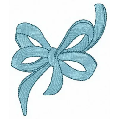 Preview of a blue bow embroidery design, showcasing delicate stitching for FSL and decorative applications.