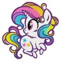 Rainbow stars embroidery design featuring colorful stitched motifs for unicorn-themed projects.
