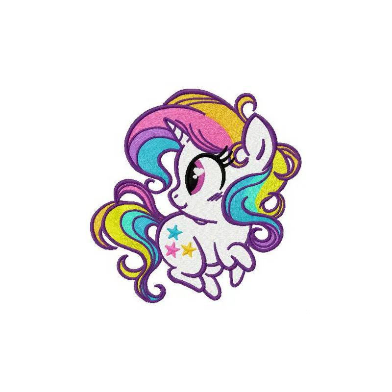 Rainbow stars embroidery design featuring colorful stitched motifs for unicorn-themed projects.