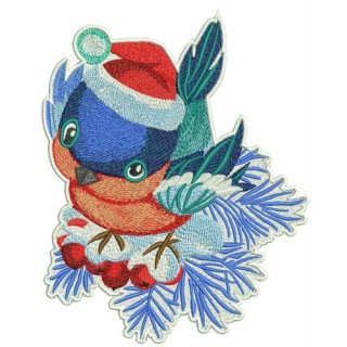 Curious bullfinch embroidery design - Embroidery Design