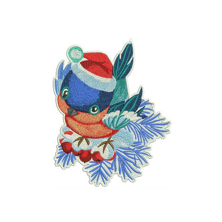 Curious bullfinch embroidery design - Embroidery Design