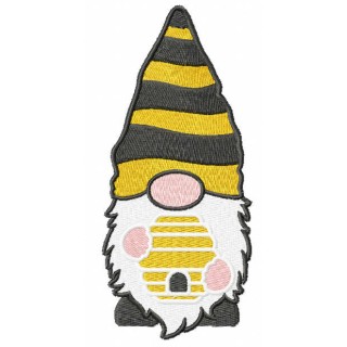 Gnome with beehive embroidery design - Embroidery Design