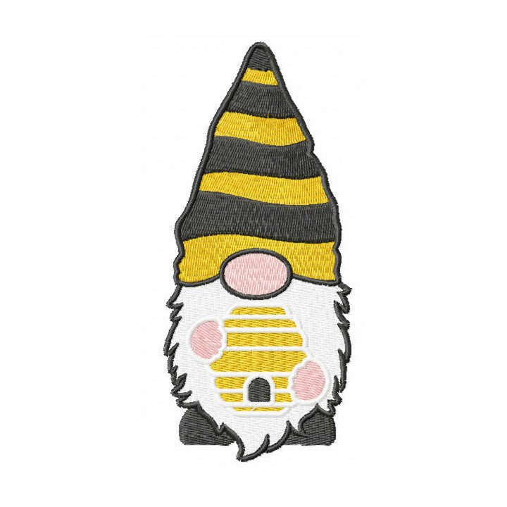 Gnome with beehive embroidery design - Embroidery Design