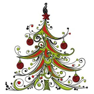 Fancy Christmas tree embroidery design - Embroidery Design